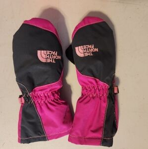 North Face Mittens Pink Grey 2T
